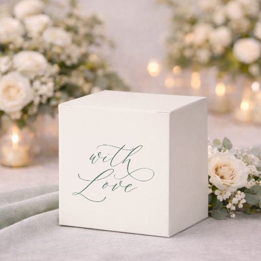 Minimal Sage Green Wedding Favor Box with Love フェイバーボックス