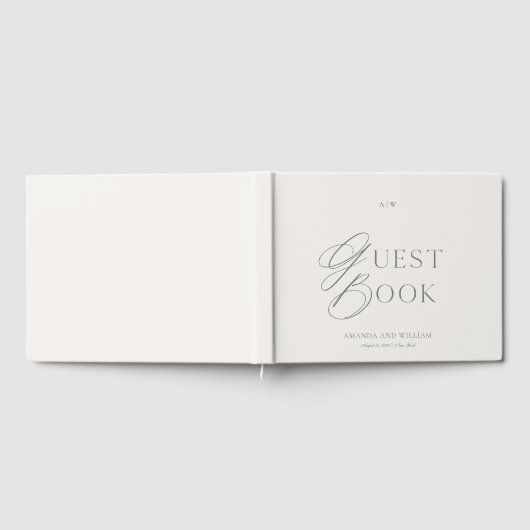 Minimal Sage Green Wedding Guest Book ゲストブック (全面)