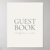 Minimal Sage Green Wedding Guest Book Sign ポスター (正面)