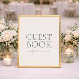 Minimal Sage Green Wedding Guest Book Sign ポスター