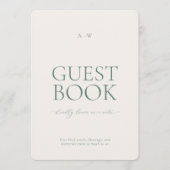 Minimal Sage Green Wedding Guest Book Sign 招待状 (正面)