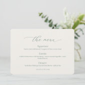 Minimal Sage Green Wedding Menu Card 招待状 (スタンド正面)