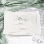 Minimal Sage Green Wedding Menu Card 招待状