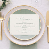 Minimal Sage Green Wedding Menu Card 招待状