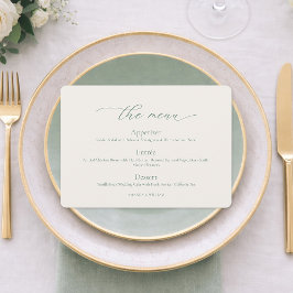 Minimal Sage Green Wedding Menu Card 招待状