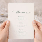 Minimal Sage Green Wedding Menu Card 招待状
