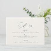 Minimal Sage Green Wedding Menu Card 招待状 (スタンド正面)