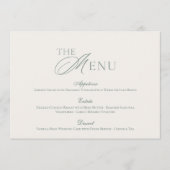 Minimal Sage Green Wedding Menu Card 招待状 (正面)