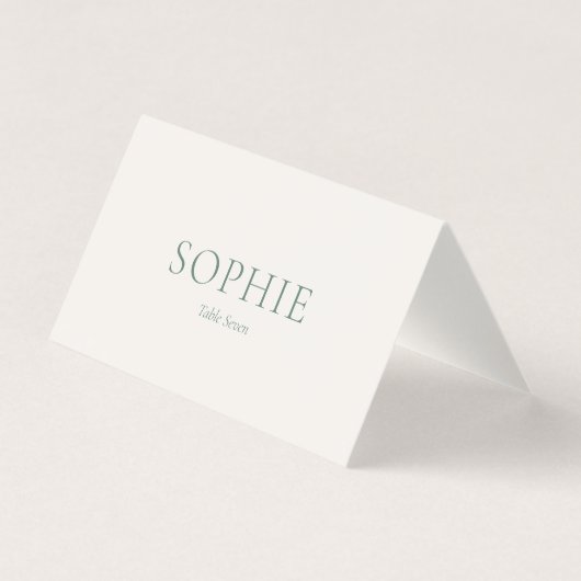 Minimal Sage Green Wedding Place Card (正面)