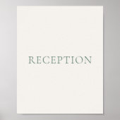 Minimal Sage Green Wedding Reception Sign ポスター (正面)