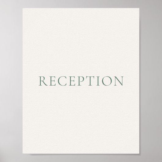 Minimal Sage Green Wedding Reception Sign ポスター (正面)