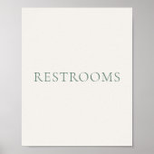 Minimal Sage Green Wedding Restrooms Sign ポスター (正面)