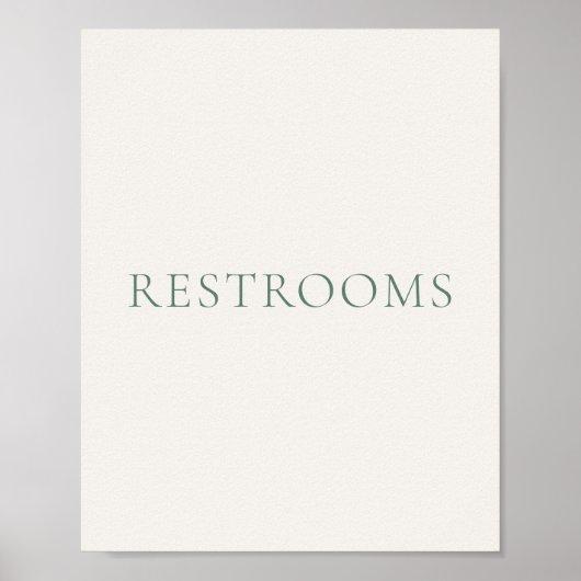 Minimal Sage Green Wedding Restrooms Sign ポスター (正面)