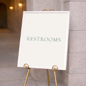 Minimal Sage Green Wedding Restrooms Sign ポスター