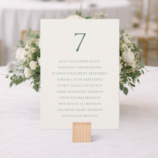 Minimal Sage Green Wedding Seating Chart サンキューカード