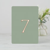 Minimal Sage Green Wedding Table Number 箔シーズンカード (立ち正面)
