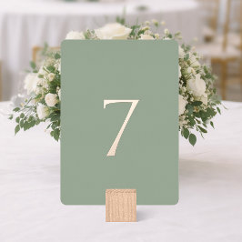 Minimal Sage Green Wedding Table Number 箔シーズンカード