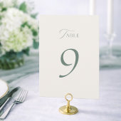 Minimal Sage Green Wedding Table Numbers 1–19 サンキューカード