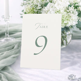 Minimal Sage Green Wedding Table Numbers 1–19 サンキューカード