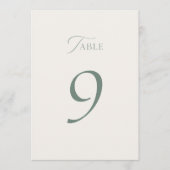 Minimal Sage Green Wedding Table Numbers 1–19 サンキューカード (正面)