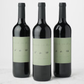 Minimal Sage Green Wedding Wine Label  ワインラベル (ボトル)