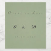 Minimal Sage Green Wedding Wine Label  ワインラベル (シングルラベル)
