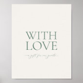 Minimal Sage Green “With Love” Wedding Favor Sign ポスター (正面)
