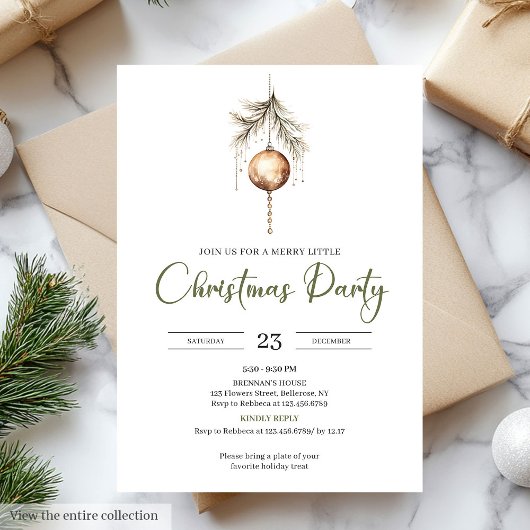 Minimal Sage Neutral Light Brown Christmas Party 招待状
