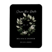Minimal Save the Date Green Wreath マグネット (縦)