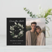 Minimal Save the Date Green Wreath 案内状 (スタンド正面)