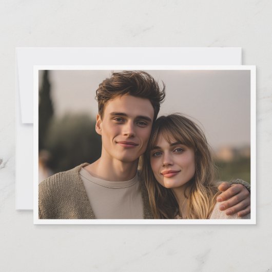 Minimal Save the Date Green Wreath 案内状 (裏面)