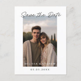 Minimal Save the Date With Scripted lettering 案内ポストカード