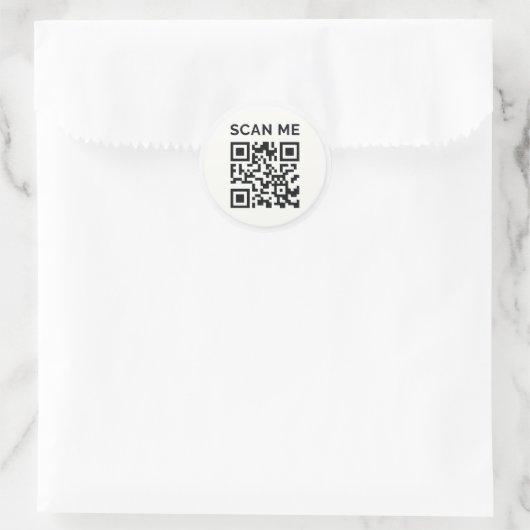 Minimal scan me QR code sticker ラウンドシール (バッグ)