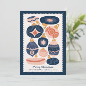 Minimal Scandinavian Blue Ornaments Non-Photo シーズンカード (スタンド正面)