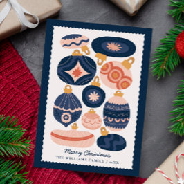Minimal Scandinavian Blue Ornaments Non-Photo シーズンカード