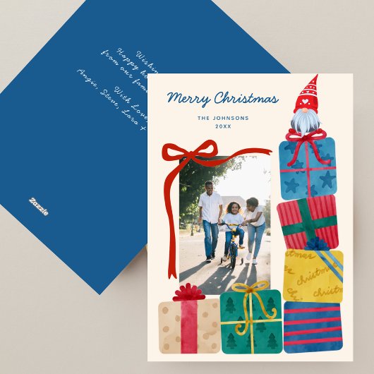 Minimal Scandinavian Colorful Gifts&Gnome Photo シーズンカード