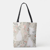 Minimal Scandinavian Floral Cat Botanical Art トートバッグ (裏面)