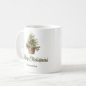 Minimal Scandinavian neutral art custom name Xmas コーヒーマグカップ (正面左)