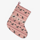 Minimal Scandinavian Pink Dog Christmas Stocking ラージクリスマスストッキング (正面 (吊り時))