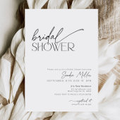 Minimal Script Black and White Bridal Shower 招待状