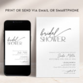 Minimal Script Black and White Bridal Shower 招待状