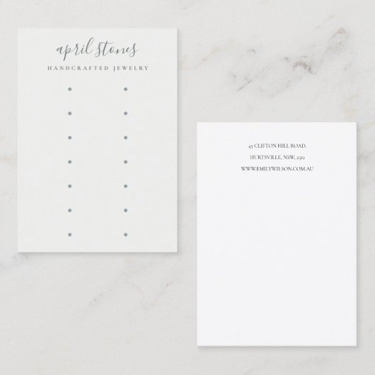 Minimal Script Black Grey White 7 Earring Display 名刺 (正面/裏面)