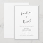 Minimal Script Black White Modern Border Wedding 招待状 (正面/裏面)