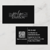 Minimal Script Calligraphy White Gray Black Custom 名刺 (正面/裏面)