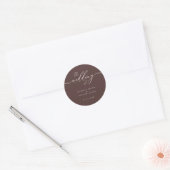 Minimal Script Chocolate Brown Wedding ラウンドシール (封筒)