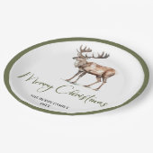 Minimal Script Christmas Custom Family Name Plates ペーパープレート (アングル)