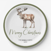 Minimal Script Christmas Custom Family Name Plates ペーパープレート (正面)