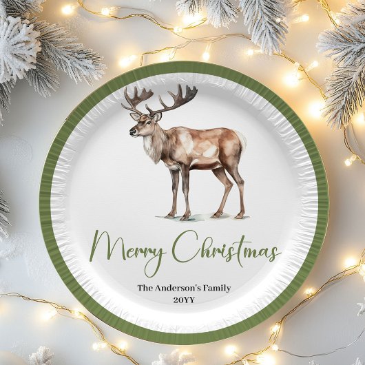 Minimal Script Christmas Custom Family Name Plates ペーパープレート