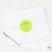 Minimal Script Cyber Lime Jet Black Wedding ラウンドシール (封筒)
