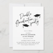 Minimal Script Double Graduation Party  招待状 (正面)